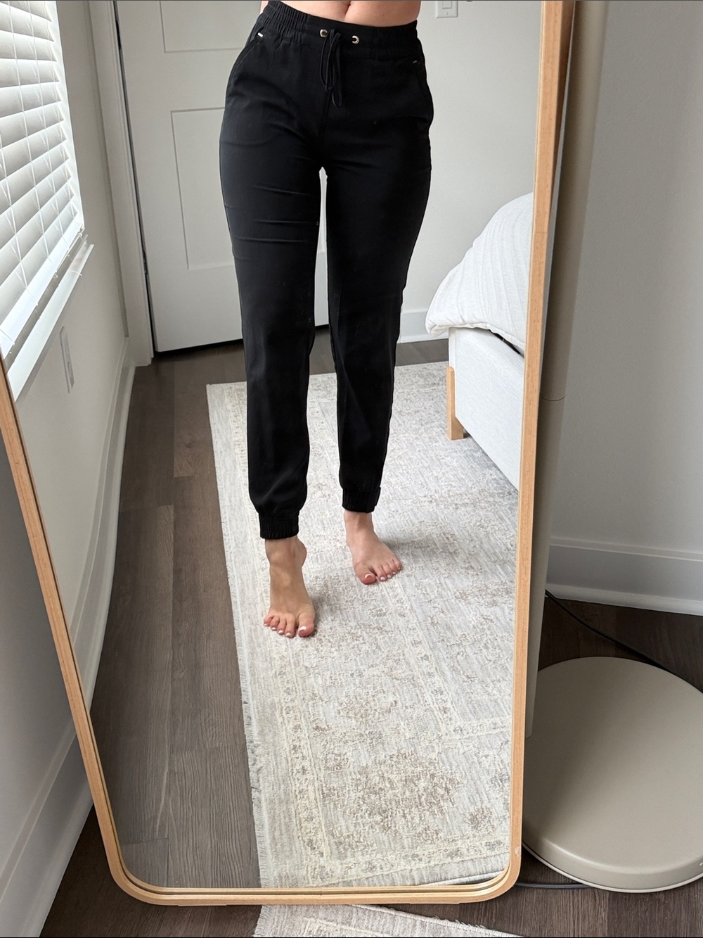 Black Drawstring Jogger Dress Pants